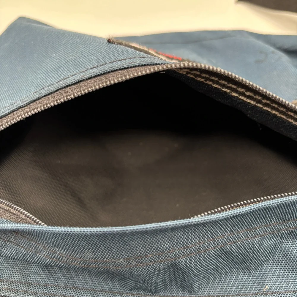 Eastpak Backpack Navy Blue Made in USA Vintage Canvas School Bag 2 Pocket
